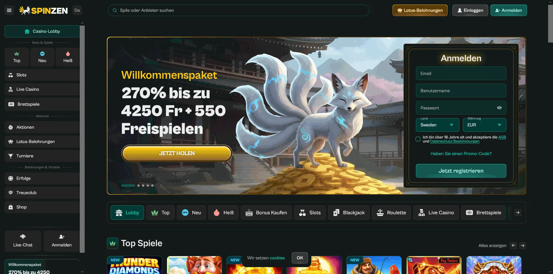 Spinzen Casino – Bonus & Spielautomaten Spinzen Online Casino Startseite